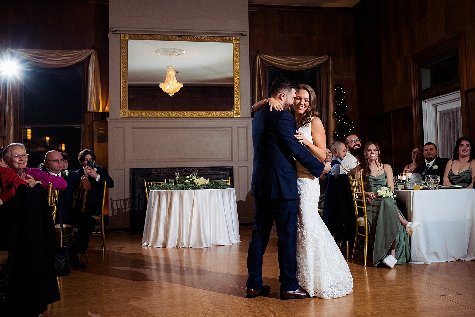 winter wedding at overhills mansion in Baltimore maryland first dance