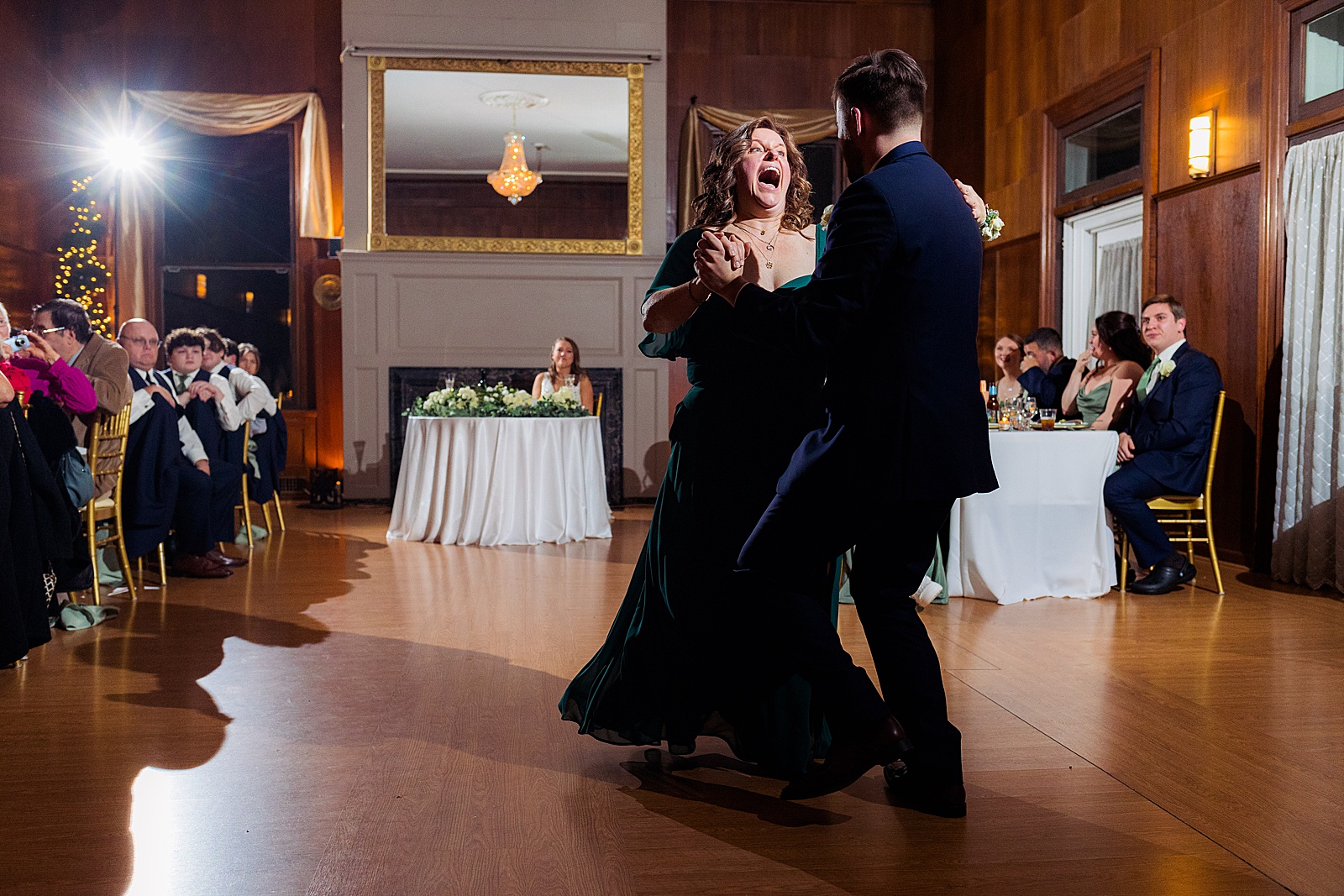 winter wedding at overhills mansion in Baltimore maryland mother son dance